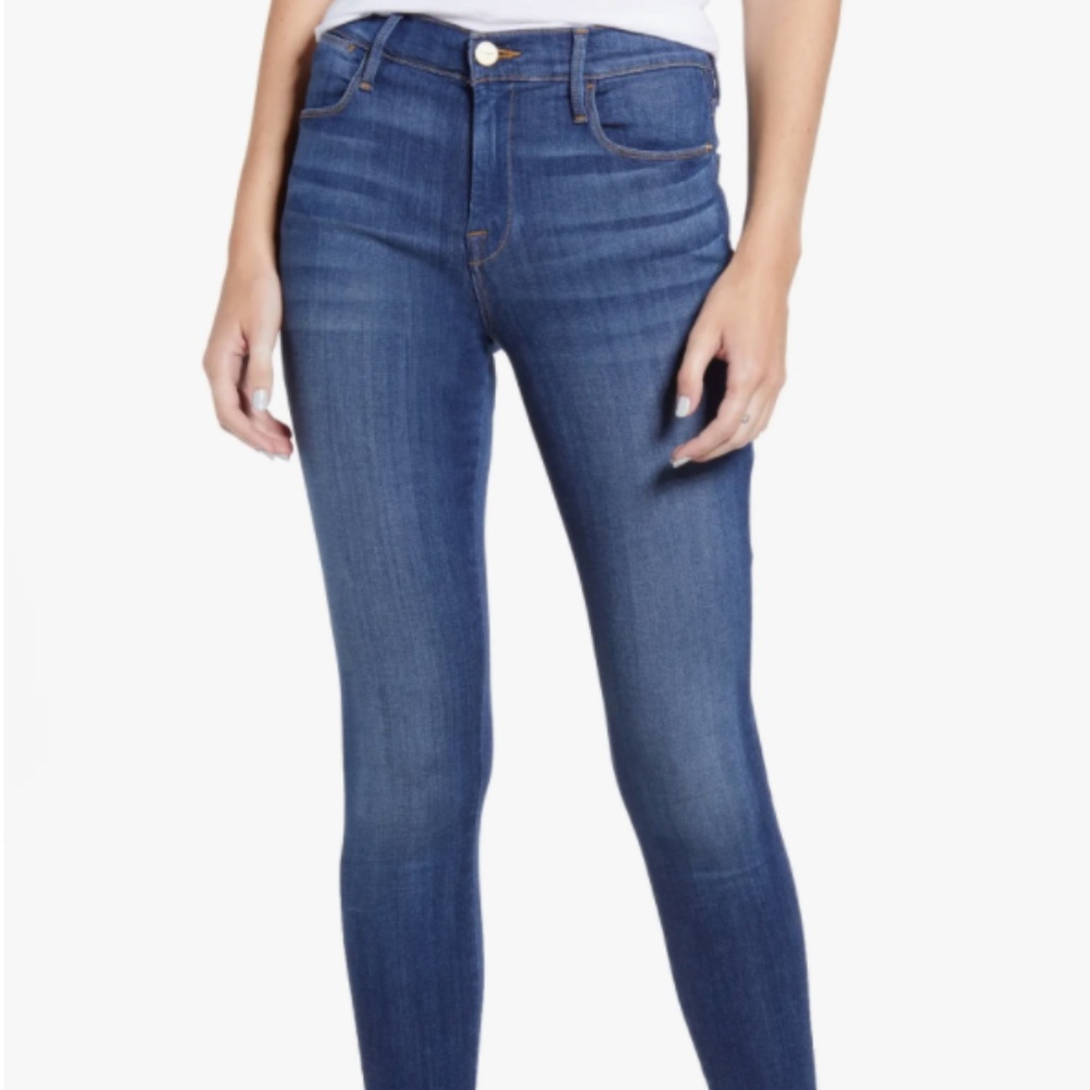 FRAME Le High Skinny Ankle Jeans in Cobain Blue